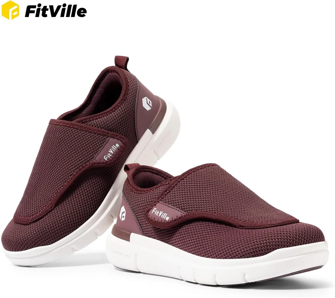 FitVille Diabetic Shoes for Women Extra Wide Width Walking Shoes Slip-On Orthopedic Shoes for Swollen Feet Foot Pain Relief - EasyTop Wings V2
