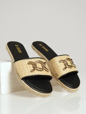 Flat Espadrille Raffia Mule Sandal - Sand
