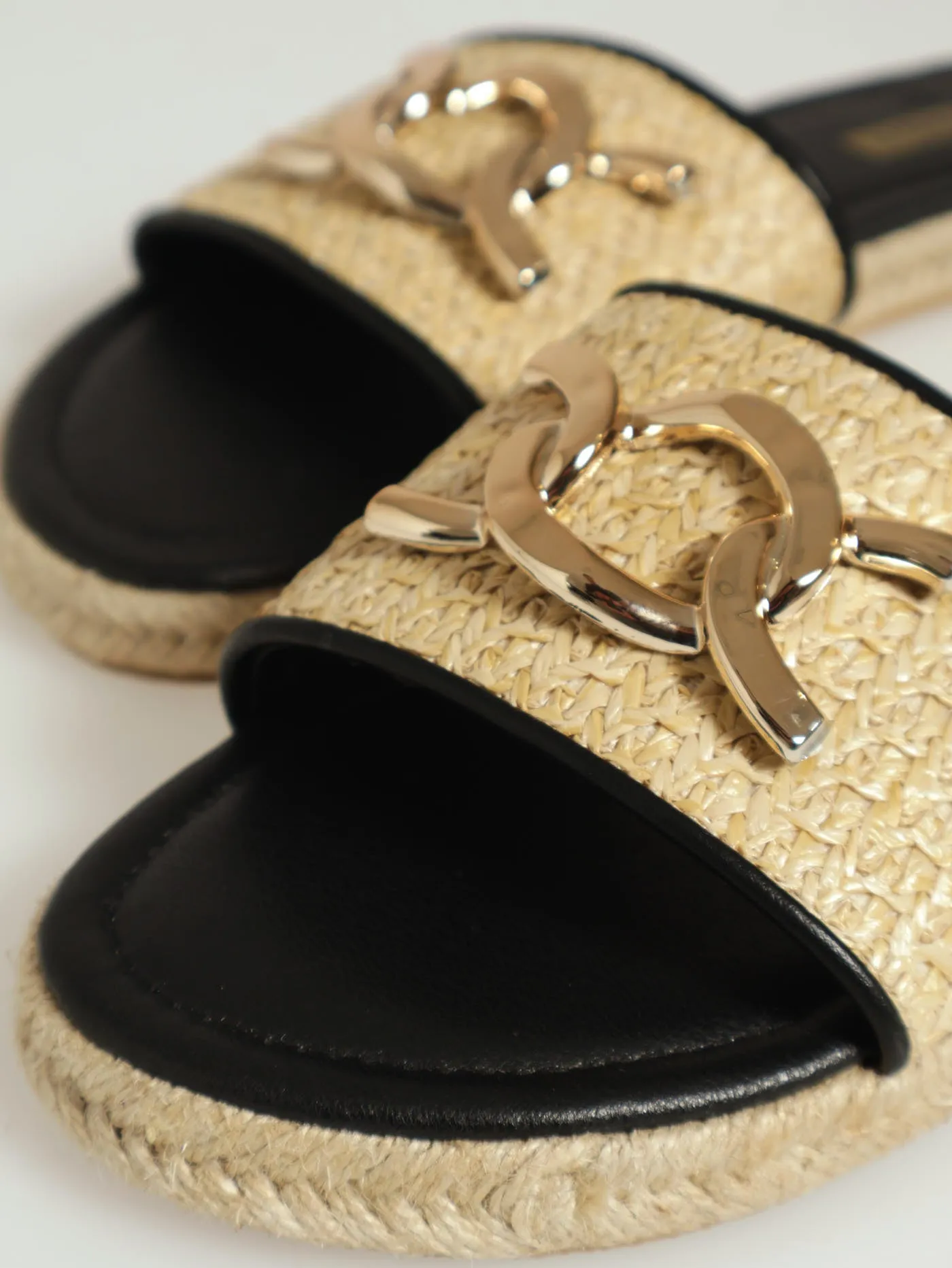 Flat Espadrille Raffia Mule Sandal - Sand
