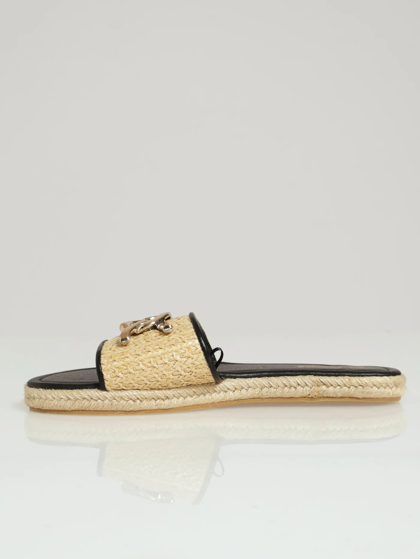 Flat Espadrille Raffia Mule Sandal - Sand