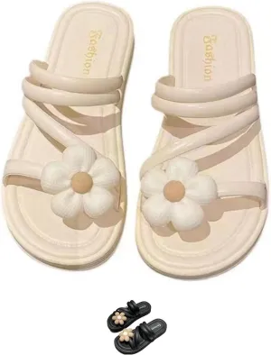 Flower Slippers for Women Soft House Slippers with Slip-on Indoor Outdoor Slippers Creative Gifts wearing beach for lovely gifts
