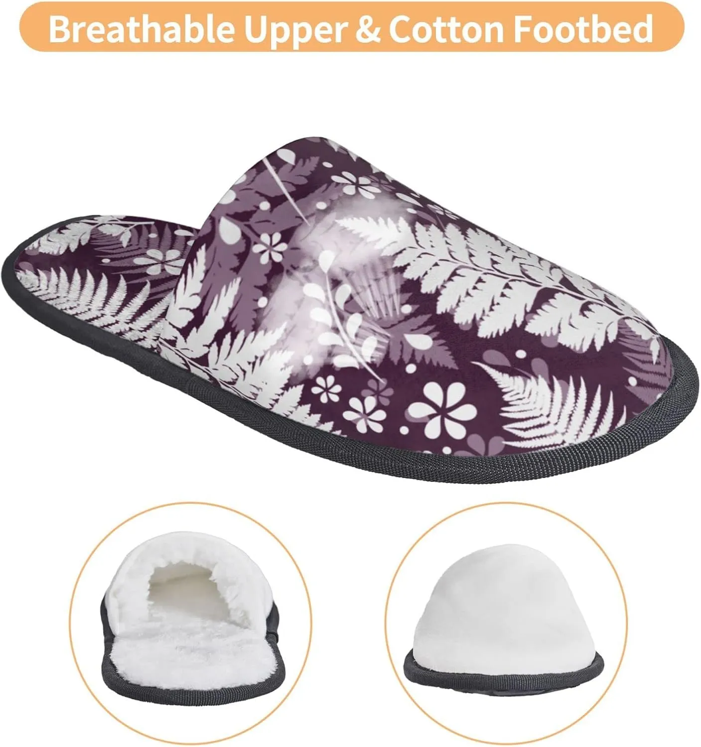 Flower2 (2) Unisex Slip On House Slippers Closed Toe Indoor Home Slipper For Men Women Comfy Cozy Soft Non-Slip Bedroom Slippers Houseshoes