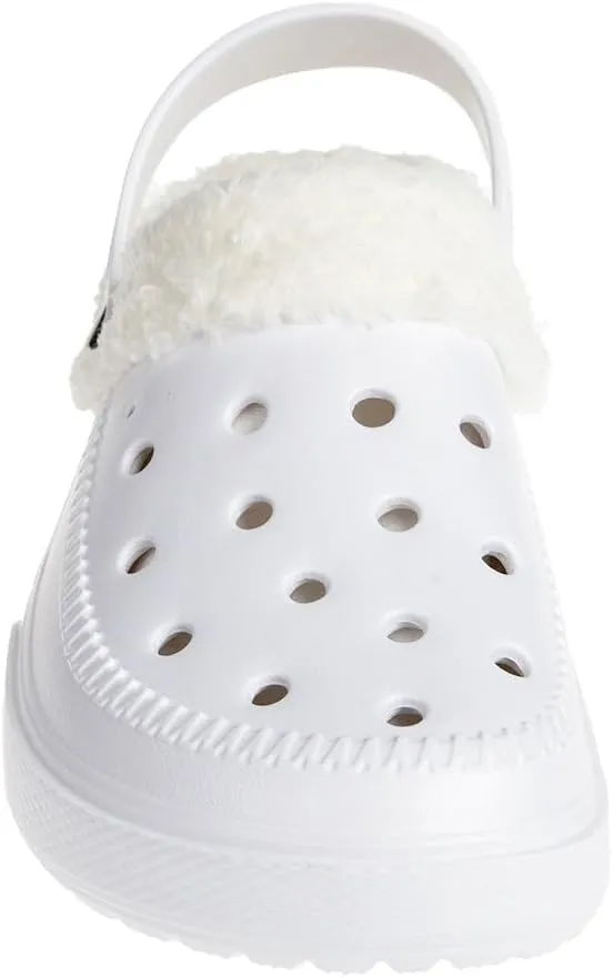 Foamwalk Women's Comfortable Furry Solid and Bubble Heel Platform Clogs with Faux Fur Lining - Fur Lined Clogs for Women
