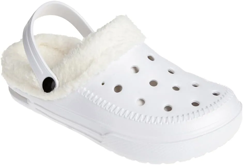 Foamwalk Women's Comfortable Furry Solid and Bubble Heel Platform Clogs with Faux Fur Lining - Fur Lined Clogs for Women