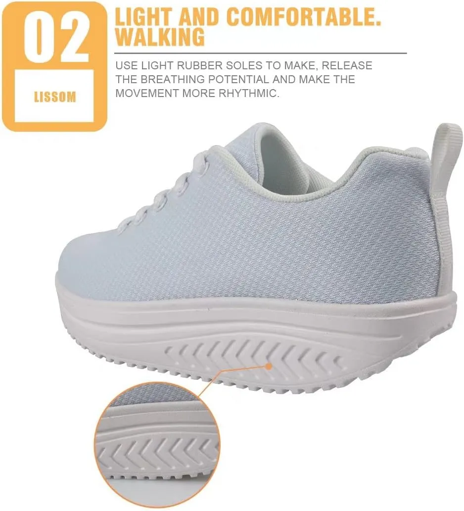 FOR U DESIGNS Novelty Sneakers Womens Platform Wedge Lace Up Breathable Comfort Walking Shoes