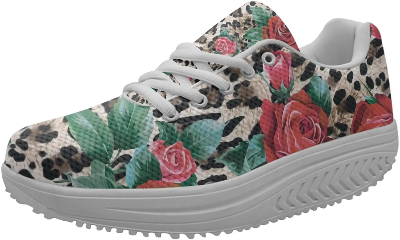FOR U DESIGNS Novelty Sneakers Womens Platform Wedge Lace Up Breathable Comfort Walking Shoes
