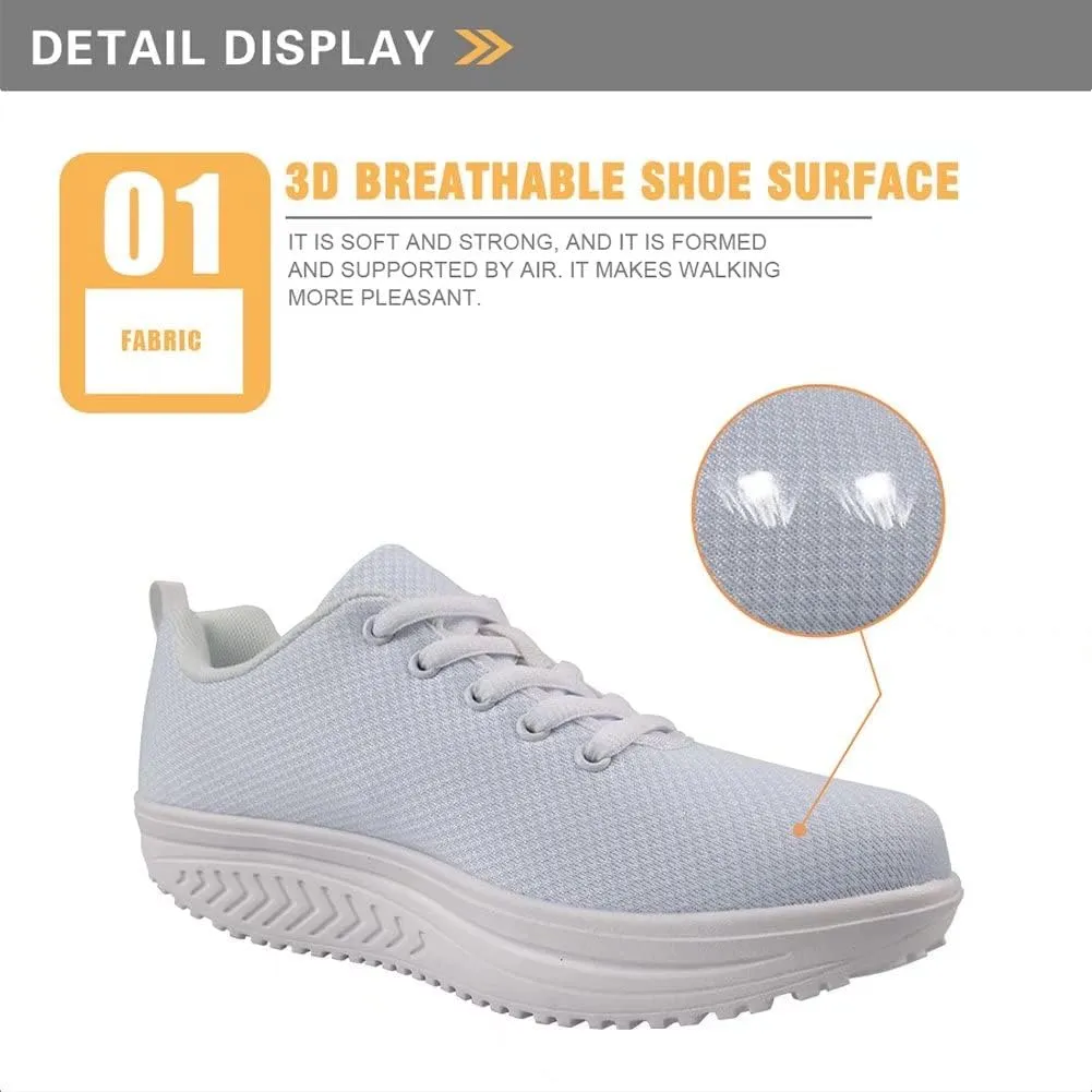 FOR U DESIGNS Novelty Sneakers Womens Platform Wedge Lace Up Breathable Comfort Walking Shoes