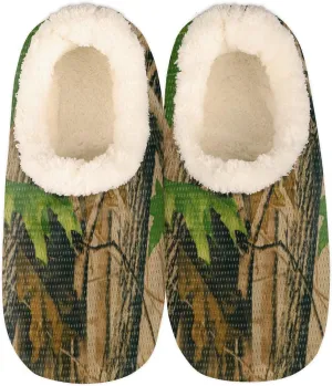 Forest Camouflage Women Closed Back House Slippers, Army Camouflage Hunting Womens Mens Winter Indoor Slippers, Soft Cozy Warm Fuzzy Memory Foam Anti-Slip Slippers