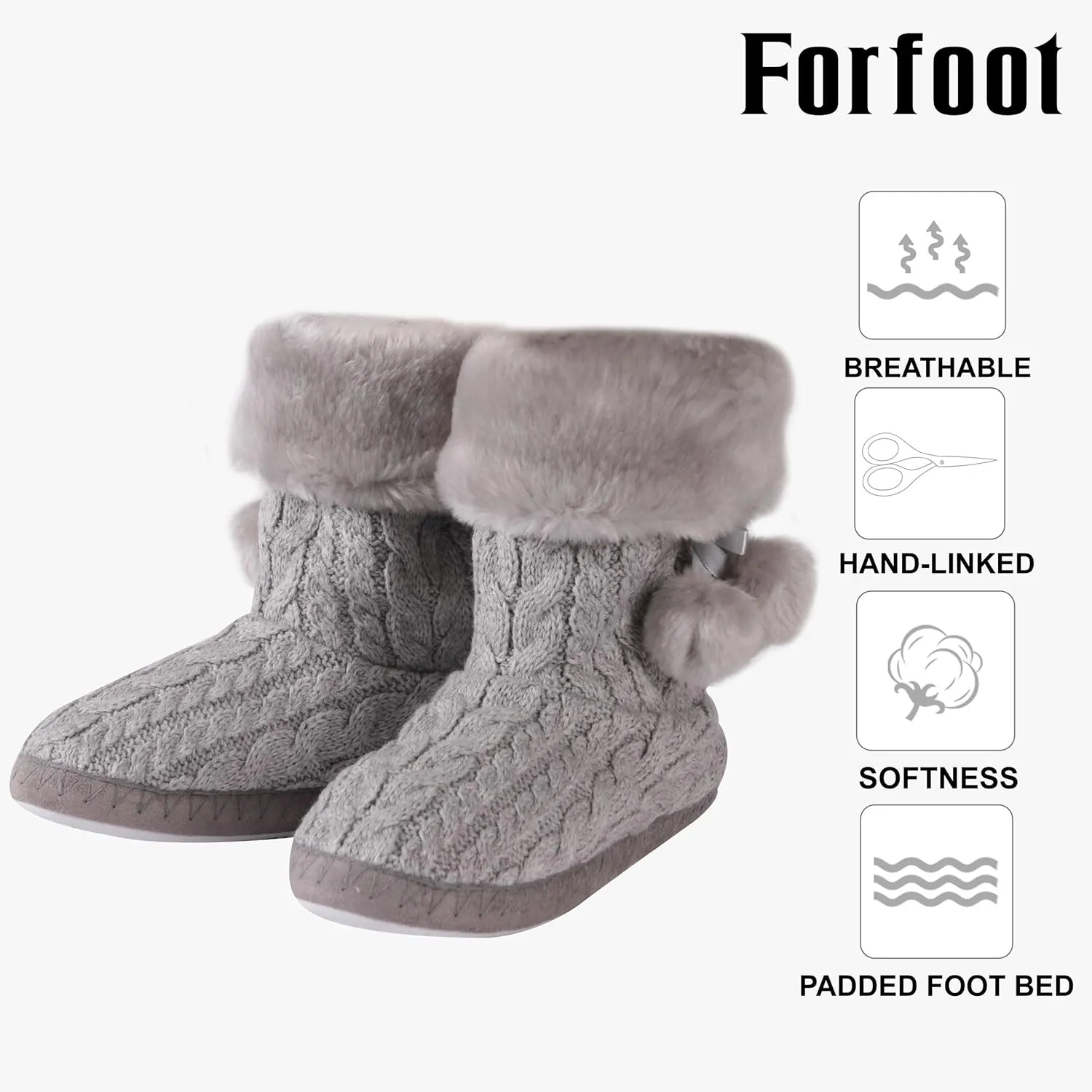 Forfoot Slipper Boots for Women, Cozy Fleece Non Slip Indoor House Shoes