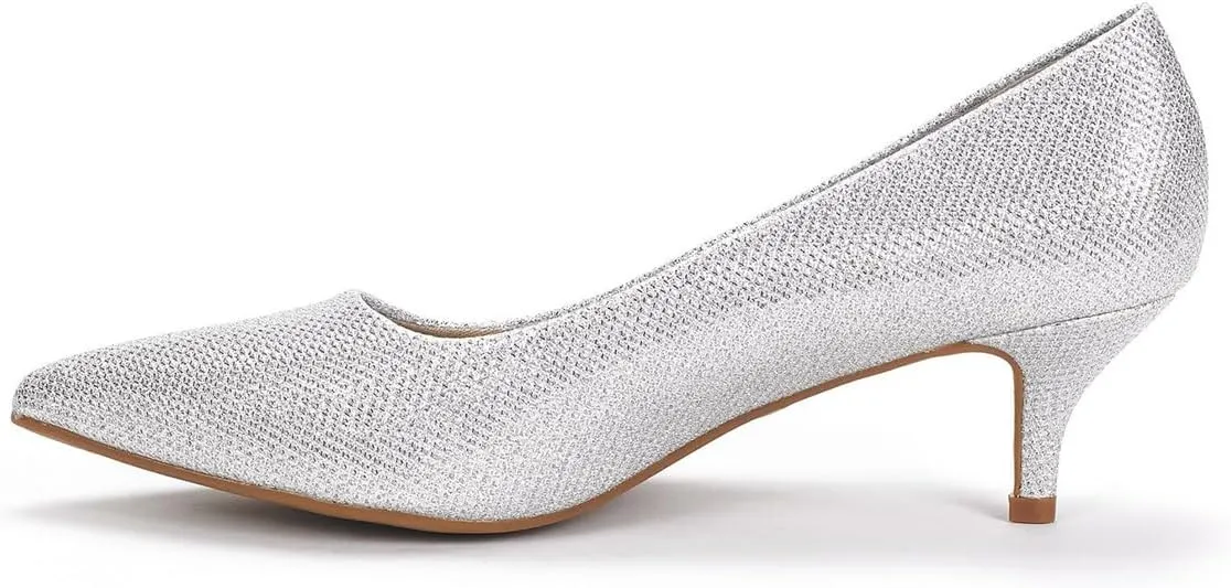 FOWT Women Pointed Toe Slip On Pumps Classic Kitten Low Heels Comfy Daily Shopping Outdoor Street Dress Shoes Size 4-16 US