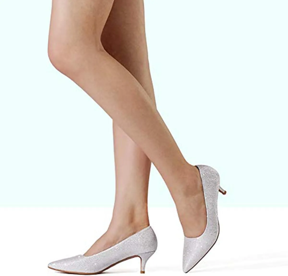 FOWT Women Pointed Toe Slip On Pumps Classic Kitten Low Heels Comfy Daily Shopping Outdoor Street Dress Shoes Size 4-16 US