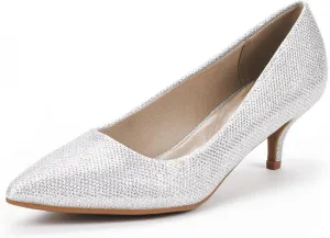 FOWT Women Pointed Toe Slip On Pumps Classic Kitten Low Heels Comfy Daily Shopping Outdoor Street Dress Shoes Size 4-16 US