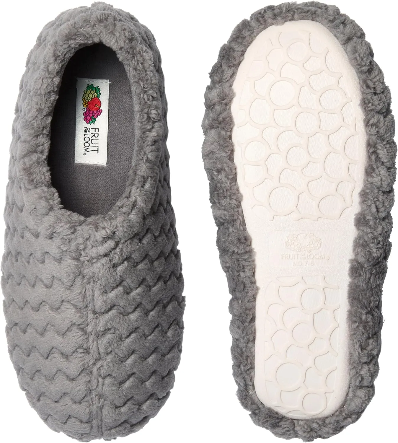 Fruit of the Loom House Slippers For Women, Memory Foam Insole, Indoor Outdoor, Comfy, Chevron