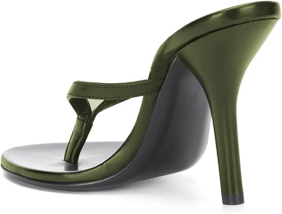 FSJ Women Fashion Thong Flip Flops Stiletto High Heels Slip On Almond Toe Casual Sandals Summer Beach Dressy Slipper Comfy Shoes
