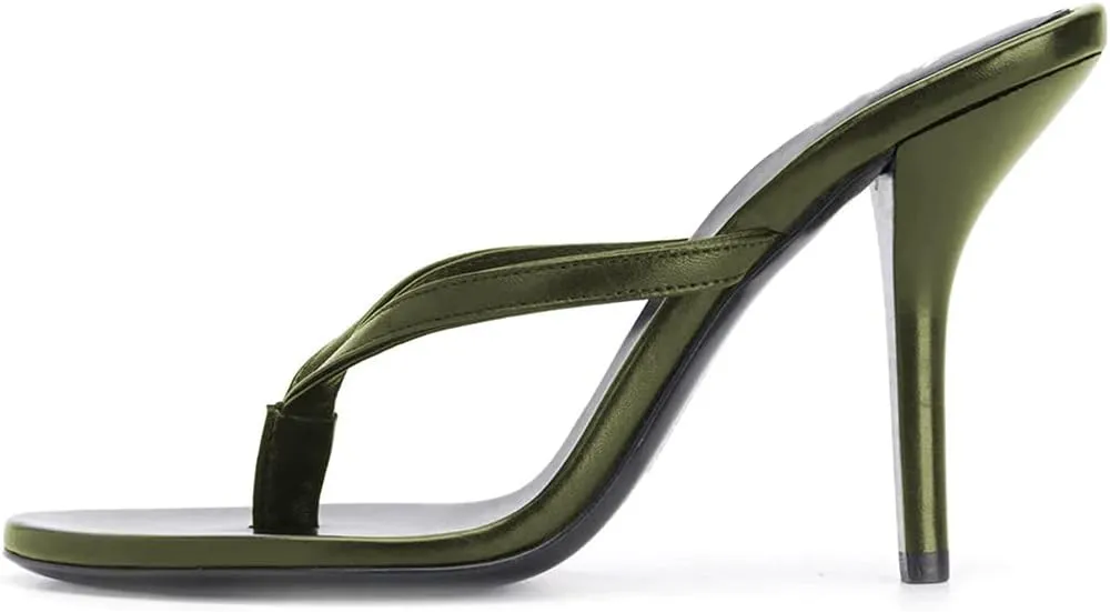 FSJ Women Fashion Thong Flip Flops Stiletto High Heels Slip On Almond Toe Casual Sandals Summer Beach Dressy Slipper Comfy Shoes