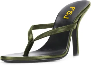 FSJ Women Fashion Thong Flip Flops Stiletto High Heels Slip On Almond Toe Casual Sandals Summer Beach Dressy Slipper Comfy Shoes