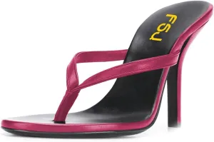 FSJ Women Fashion Thong Flip Flops Stiletto High Heels Slip On Almond Toe Casual Sandals Summer Beach Dressy Slipper Comfy Shoes
