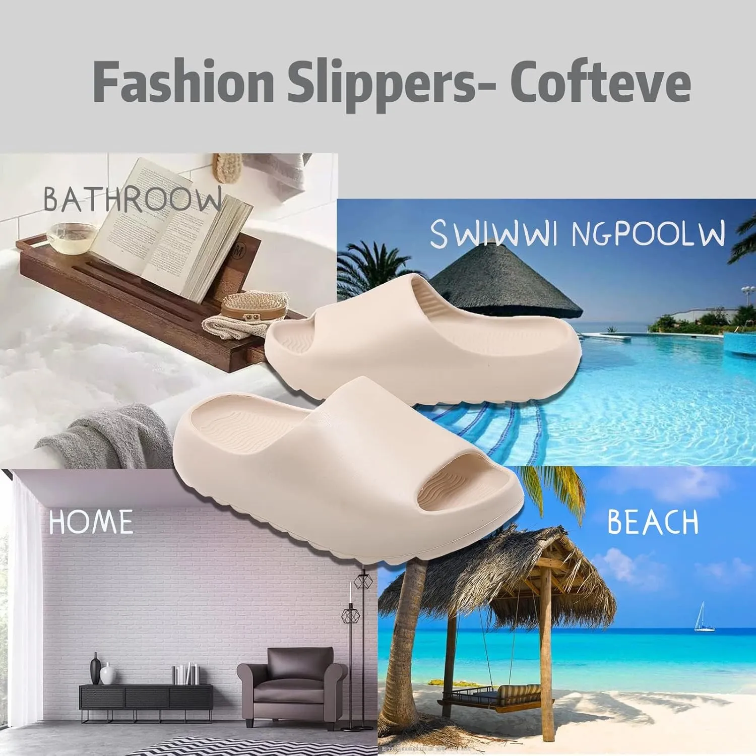 FUUPNN Kids Cloud Slides Non Slip Slides for Girls Boys Comfy Lightweight Toddler Sandals Open Toe House Slippers Indoor Outdoor