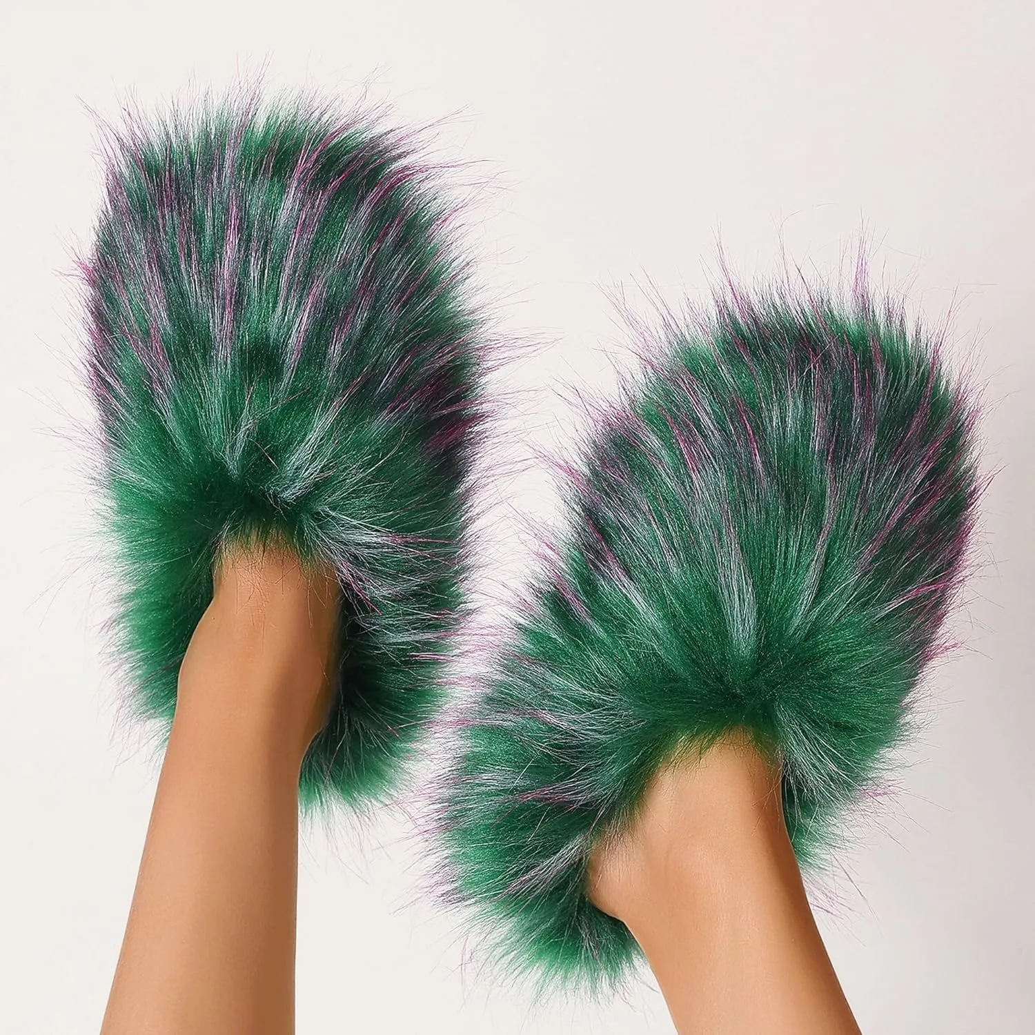 Fuzzy Slippers for Women Fluffy Slippers Cute Furry Indoor House Cozy Fur Sliders for Bride Plush Warm Soft Close Toe Comfy Padded Bridesmaid