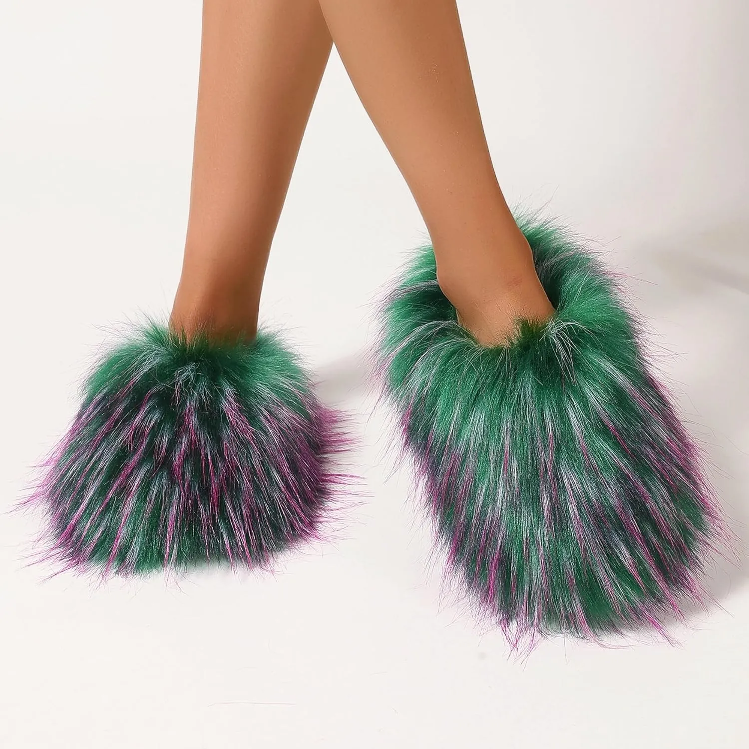 Fuzzy Slippers for Women Fluffy Slippers Cute Furry Indoor House Cozy Fur Sliders for Bride Plush Warm Soft Close Toe Comfy Padded Bridesmaid