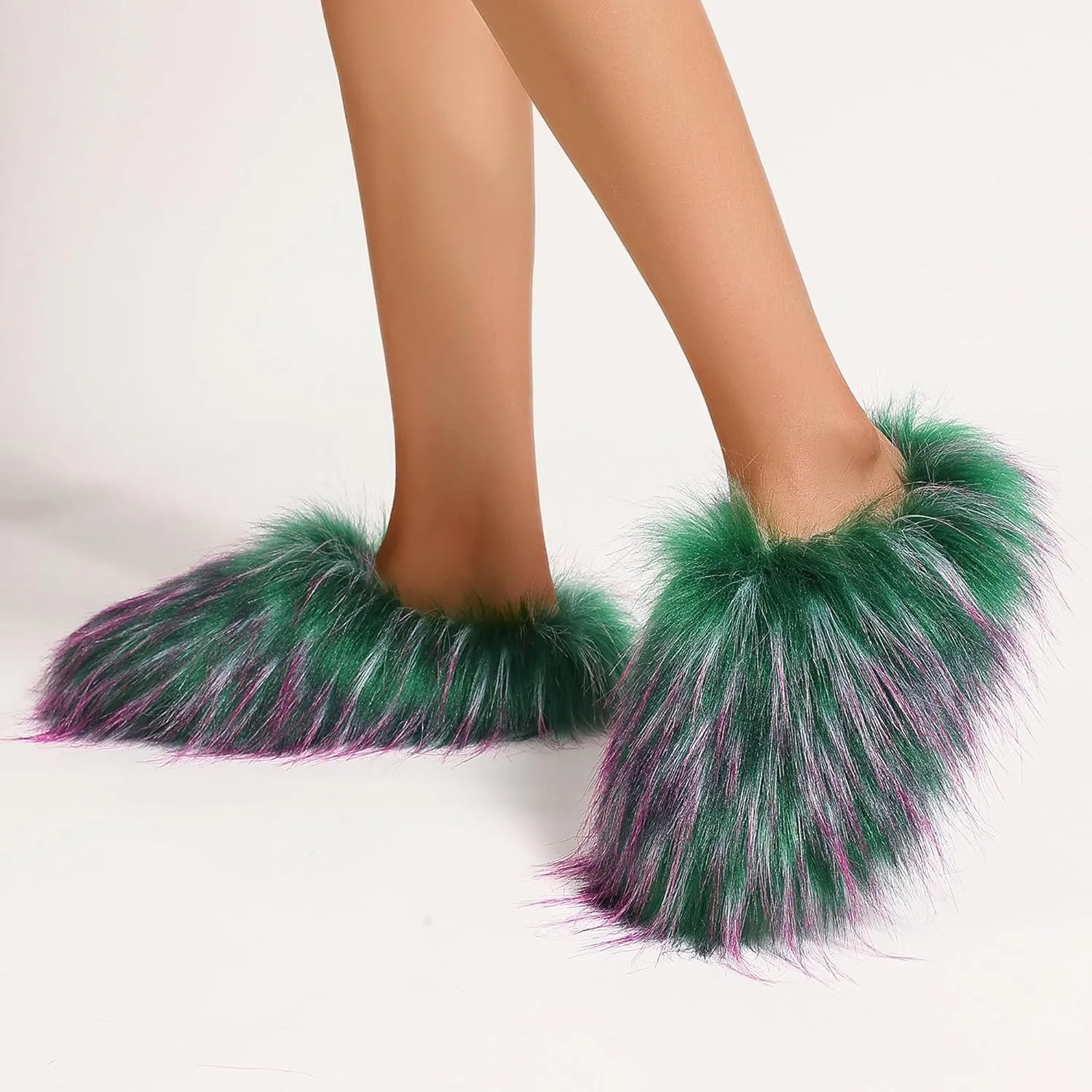Fuzzy Slippers for Women Fluffy Slippers Cute Furry Indoor House Cozy Fur Sliders for Bride Plush Warm Soft Close Toe Comfy Padded Bridesmaid