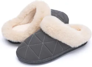 Fuzzy Womens Slippers Memory Foam House Slippers for Women Indoor and Outdoor Cozy House Shoe with Anti-Skid Sole