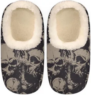 Geometric Cactus Floral Slippers for Women， Soft Cozy Warm Fuzzy Memory Foam House Slippers， Non Slip Closed Back Winter Comfy Plush Ladies House Shoes for Indoor Bedroom