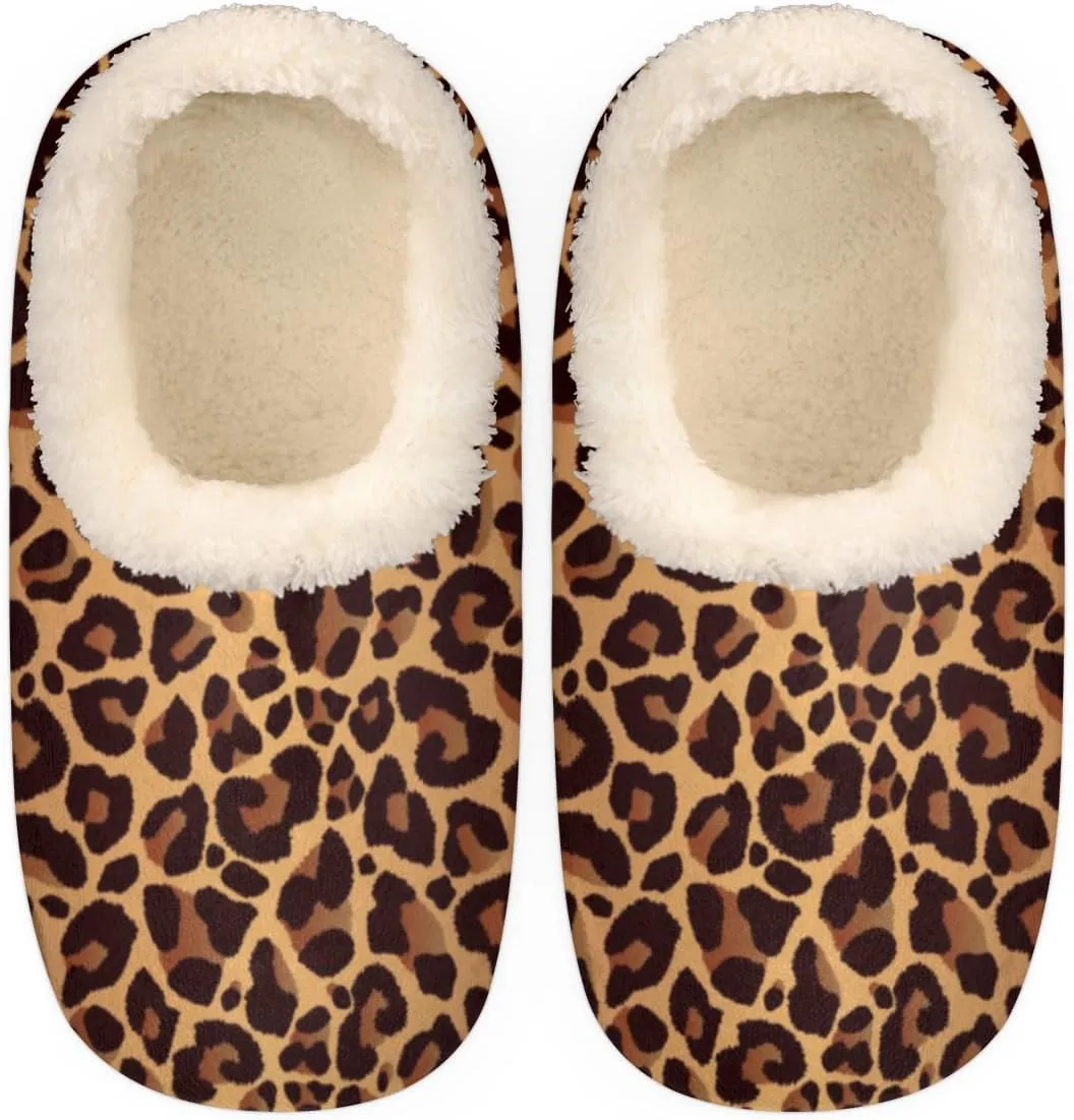 Geometric Cactus Floral Slippers for Women， Soft Cozy Warm Fuzzy Memory Foam House Slippers， Non Slip Closed Back Winter Comfy Plush Ladies House Shoes for Indoor Bedroom