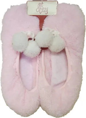 Get Cozy Slipper with Faux Fur Pom -Poms Fresh Pink (11-12XLarge)