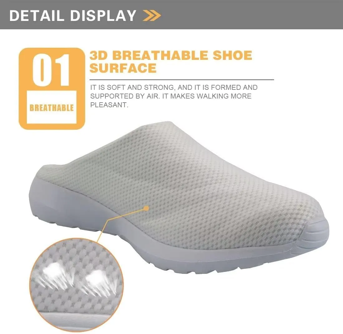 GIFTPUZZ Womens Summer Clog Garden Shoes Breathable Mesh Slippers Lightweight Footwear Anti-Slip Shoes