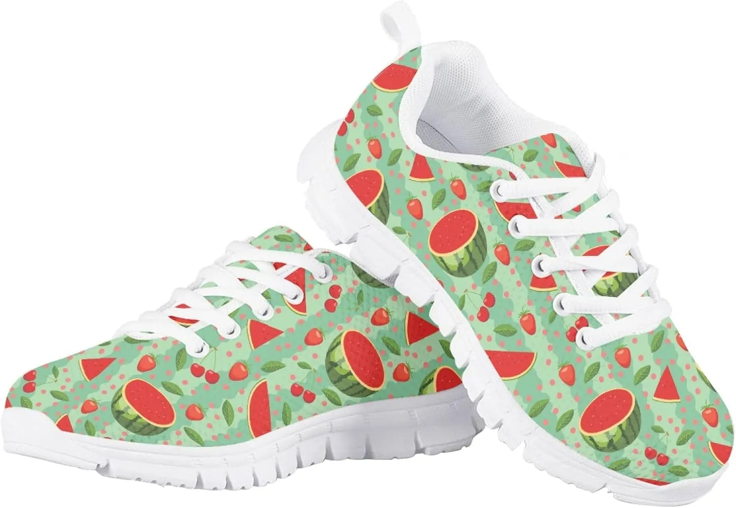 Girls Cute Running Shoes Novelty Graphic Print Lightweight Tennis Sneakers Kids Casual Lace Up Breathable Mesh Shoes