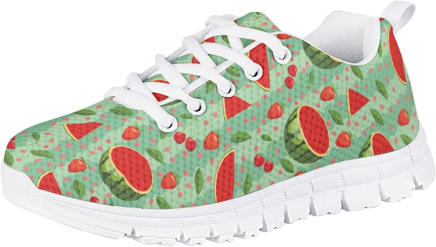 Girls Cute Running Shoes Novelty Graphic Print Lightweight Tennis Sneakers Kids Casual Lace Up Breathable Mesh Shoes