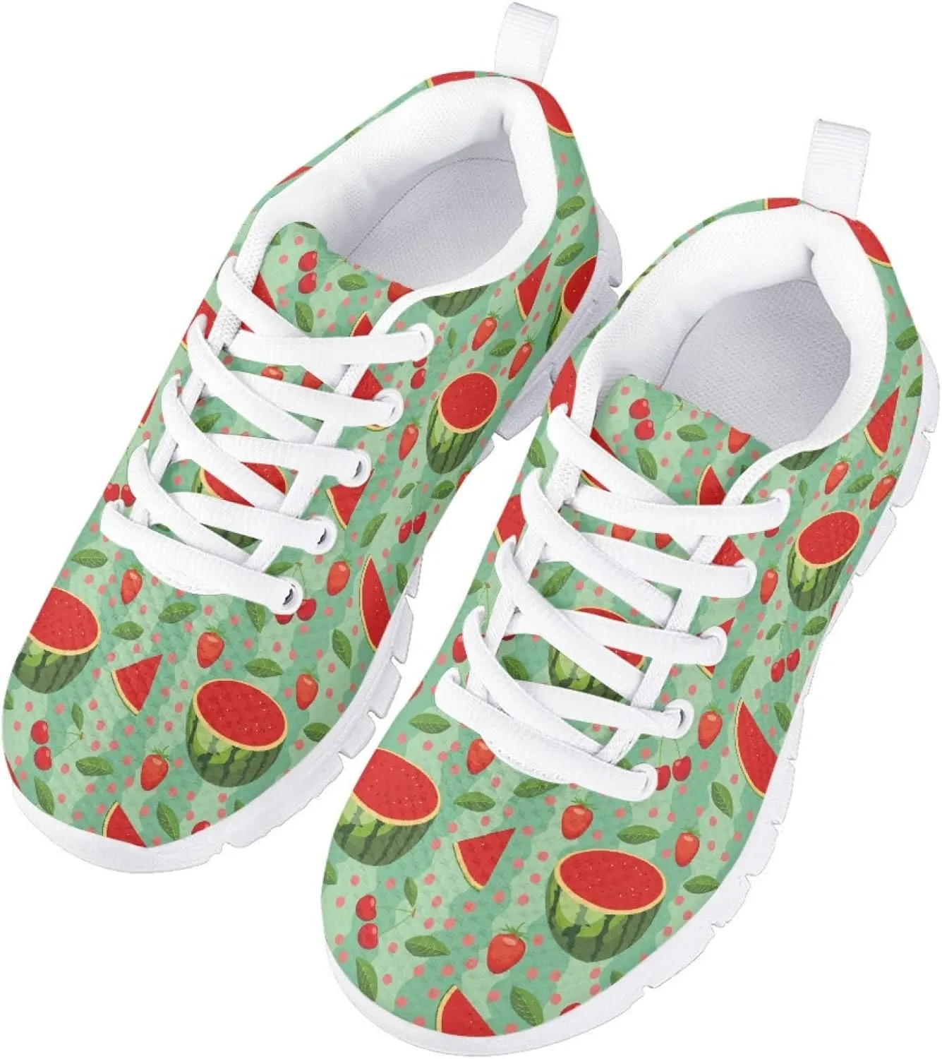 Girls Cute Running Shoes Novelty Graphic Print Lightweight Tennis Sneakers Kids Casual Lace Up Breathable Mesh Shoes