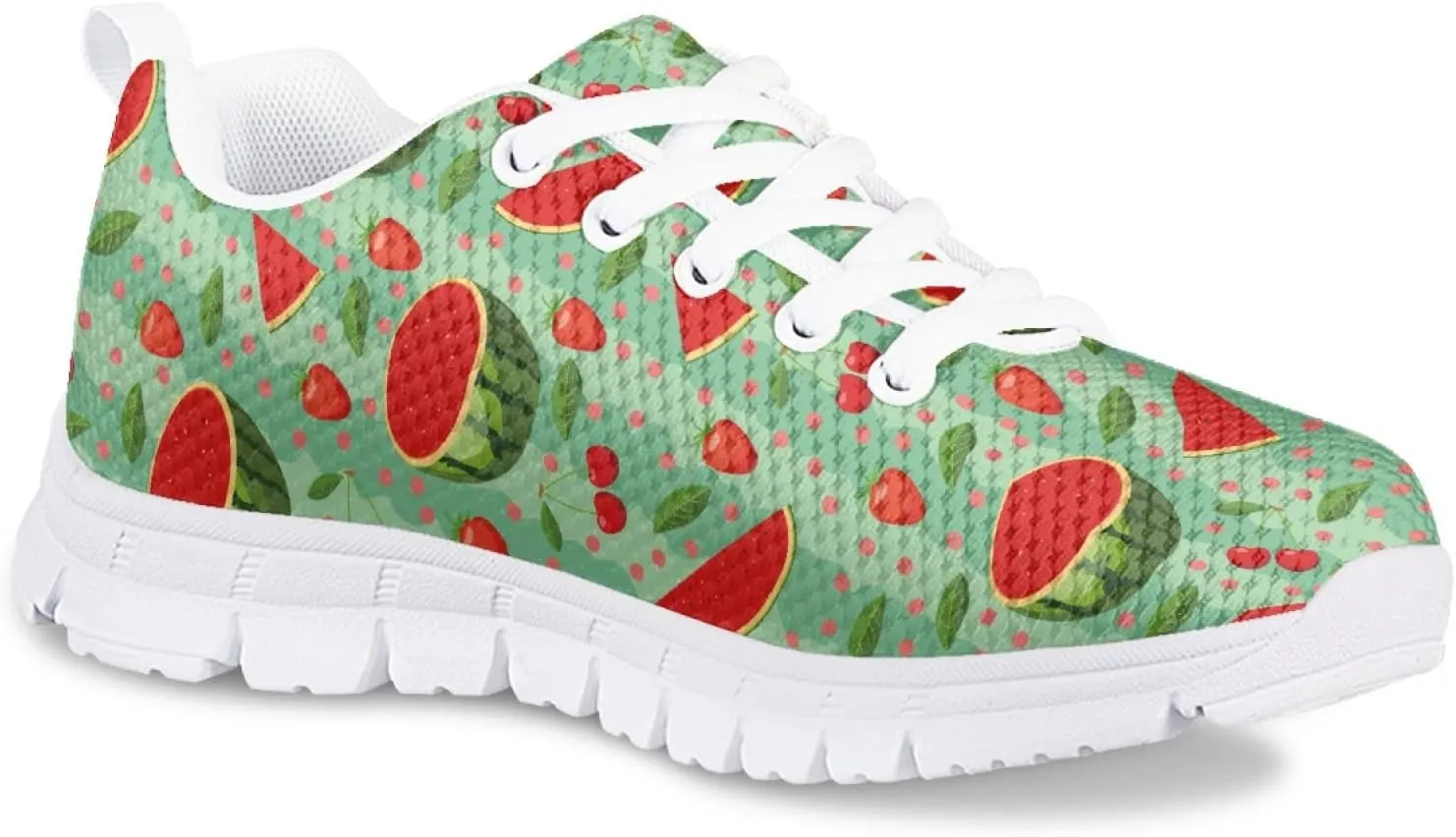Girls Cute Running Shoes Novelty Graphic Print Lightweight Tennis Sneakers Kids Casual Lace Up Breathable Mesh Shoes