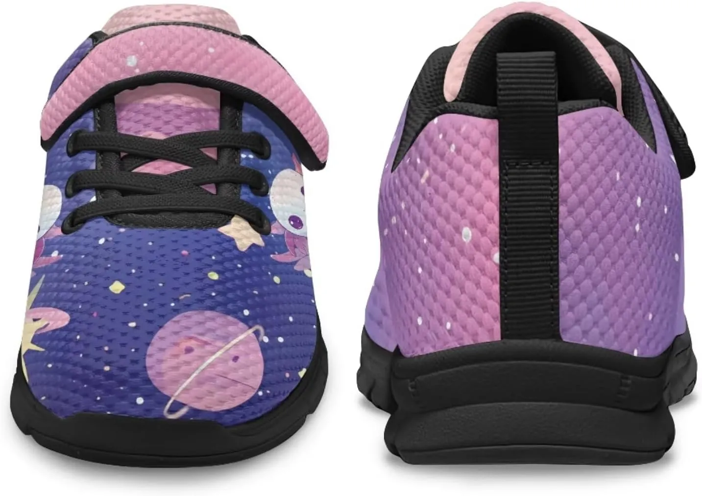 Girls Running Shoes with Hook and Loop Cute Print Kids Tennis Shoes for Outdoor Activities