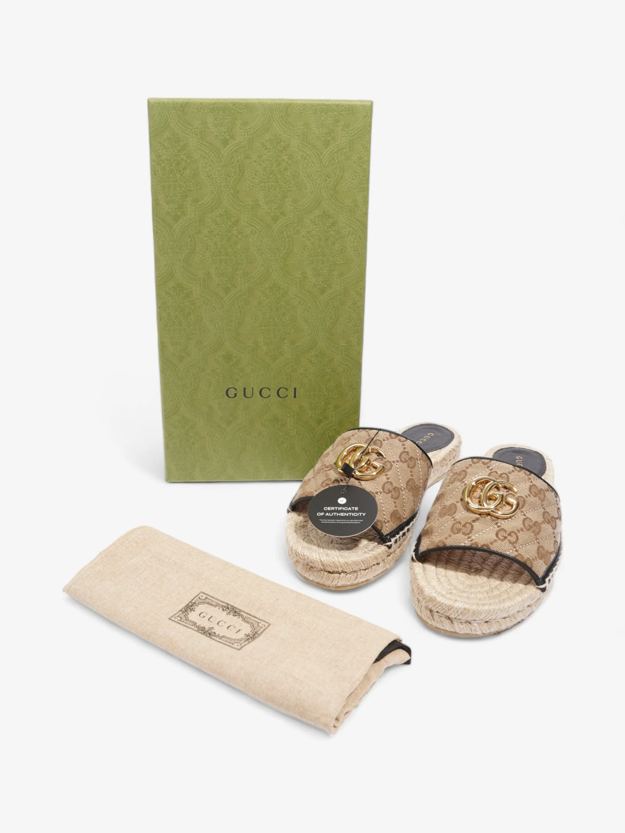 Gucci GG Espadrille Slides GG Supreme Canvas EU 38.5 UK 5.5