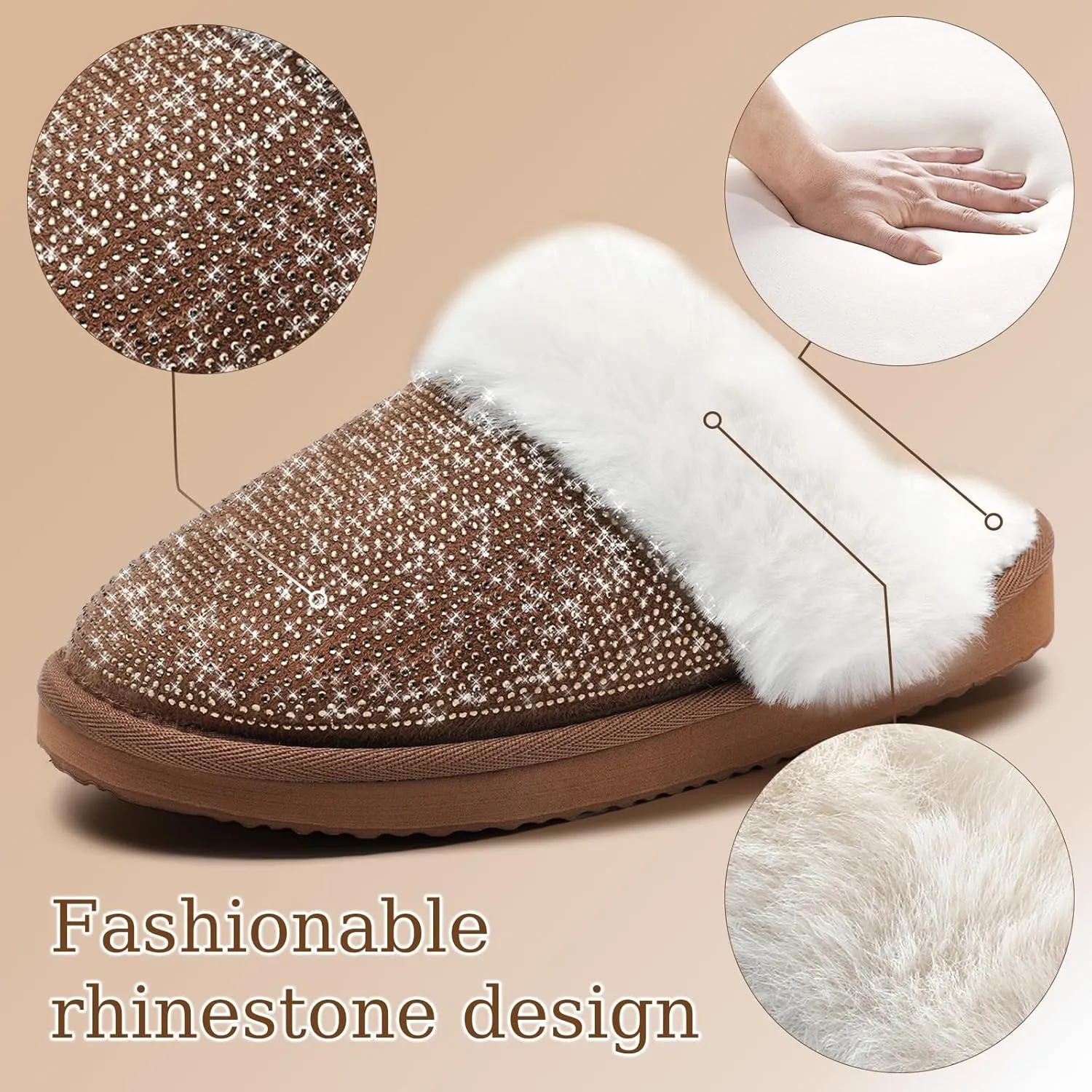 Guyarns Fuzzy House Slippers for Women,Memory Foam Womens Slippers Indoor and Outdoor Non-Slip Faux Fur Comfy Winter House Shoes