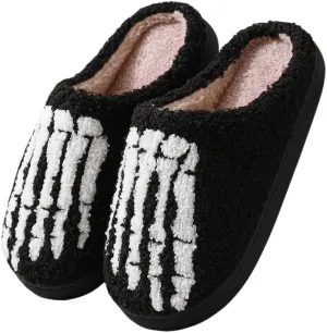 Halloween Slippers for Women Retro Soft Cozy Comfy Plush Lightweight Ghost Face Slip-on Indoor Outdoor Scream Slip on Anti-Skid Sole Christmas House Shoes