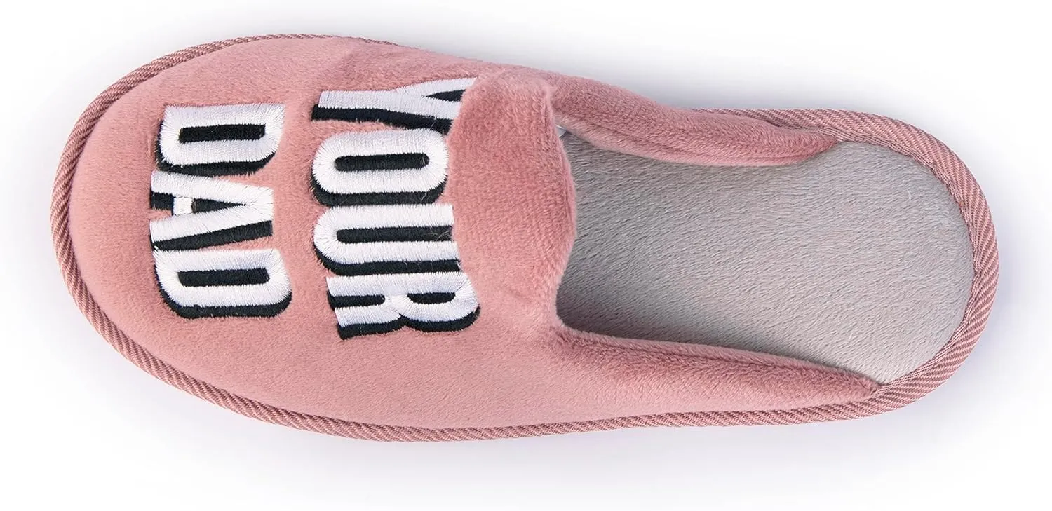 Handcraft Staycation NYC Ladies Funny Quote Scuff Slipper, Plush Non Slip House Slippers for Women, Comfy Soft Sole Bedroom Shoes