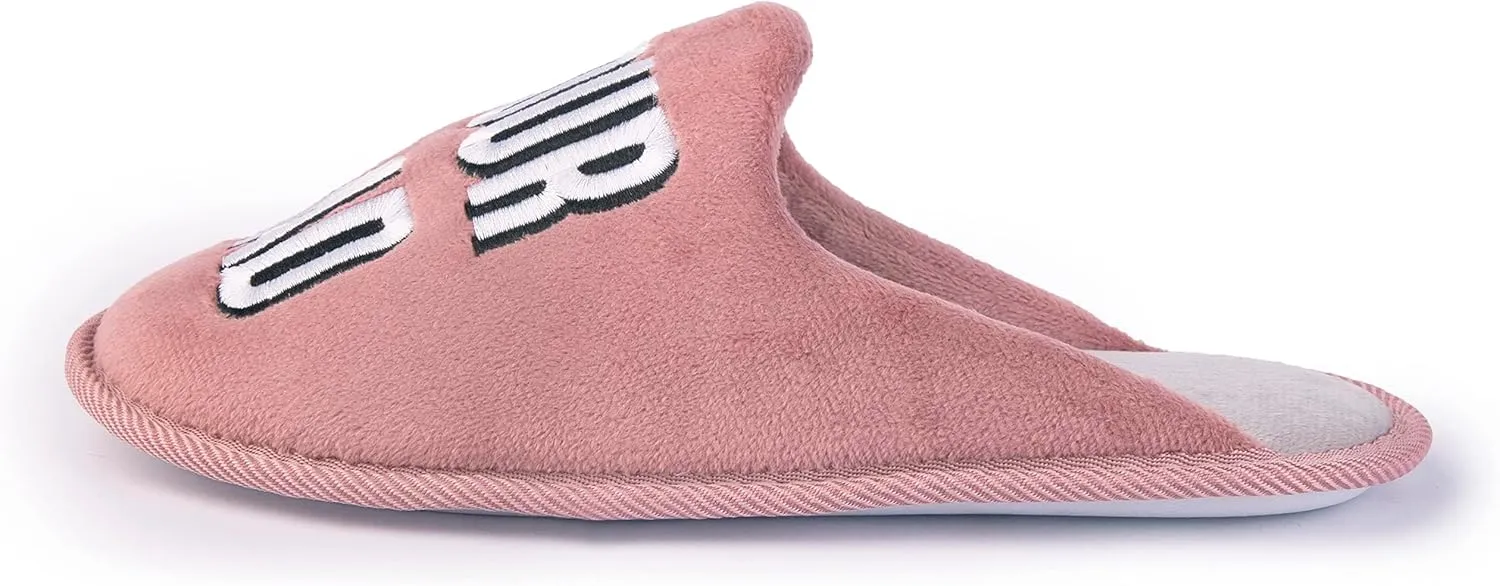 Handcraft Staycation NYC Ladies Funny Quote Scuff Slipper, Plush Non Slip House Slippers for Women, Comfy Soft Sole Bedroom Shoes