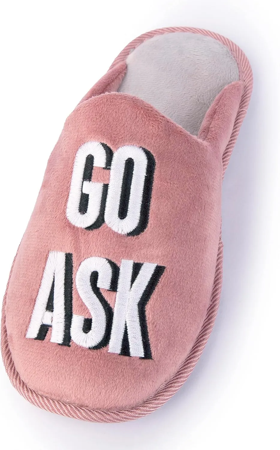 Handcraft Staycation NYC Ladies Funny Quote Scuff Slipper, Plush Non Slip House Slippers for Women, Comfy Soft Sole Bedroom Shoes