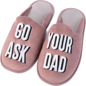 Handcraft Staycation NYC Ladies Funny Quote Scuff Slipper, Plush Non Slip House Slippers for Women, Comfy Soft Sole Bedroom Shoes