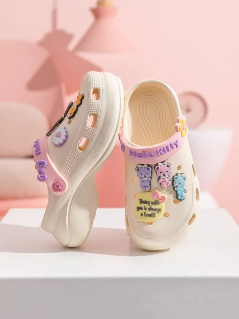 Hello Kitty Bears Clogs Slip on Water Shoes Casual Summer for Girls Toddlers Kids Children