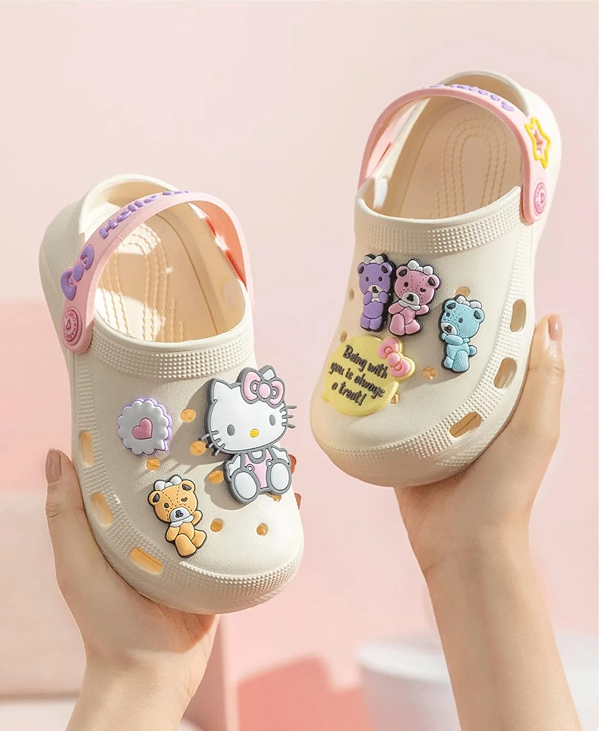 Hello Kitty Bears Clogs Slip on Water Shoes Casual Summer for Girls Toddlers Kids Children