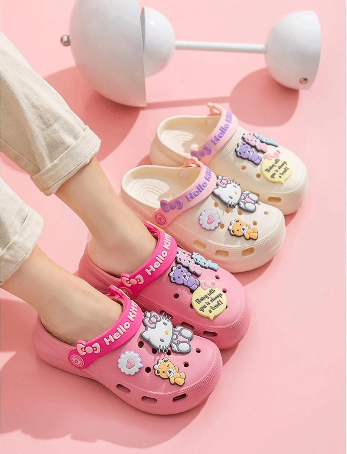 Hello Kitty Bears Clogs Slip on Water Shoes Casual Summer for Girls Toddlers Kids Children