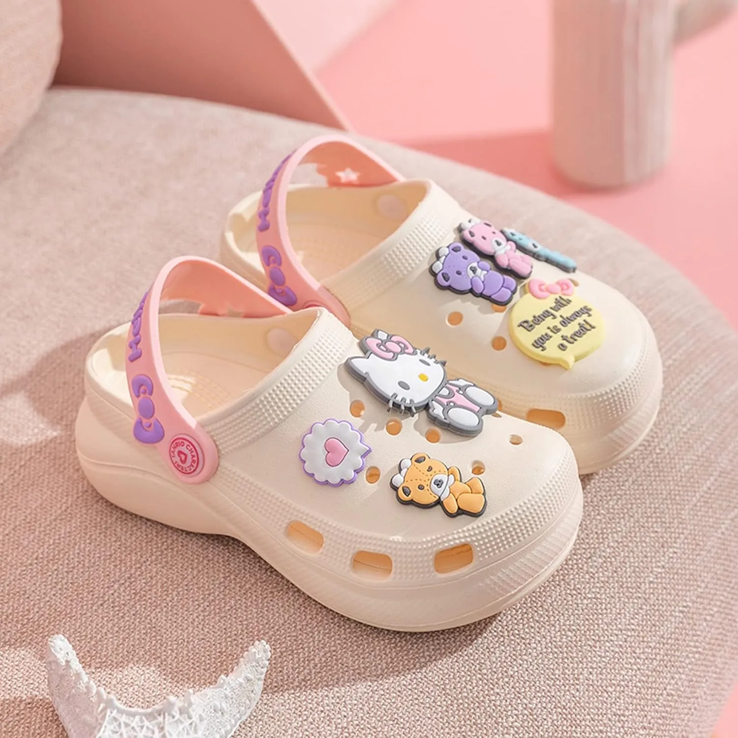 Hello Kitty Bears Clogs Slip on Water Shoes Casual Summer for Girls Toddlers Kids Children