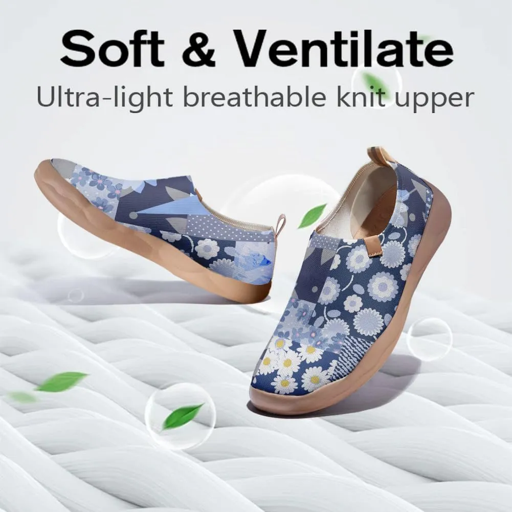 Hetios Women's Casual Slip On Loafers Walking Comfortable Knit Mesh Ladies Painted Travel Shoes