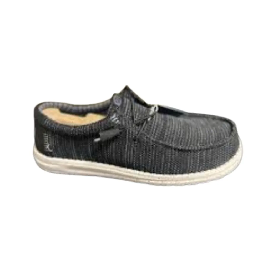 Hey Dude Wally Stretch Sox, Men’s Slip-on Breathable, Memory Foam Loafers, Black/White