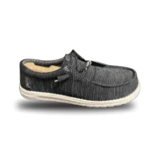 Hey Dude Wally Stretch Sox, Men’s Slip-on Breathable, Memory Foam Loafers, Black/White