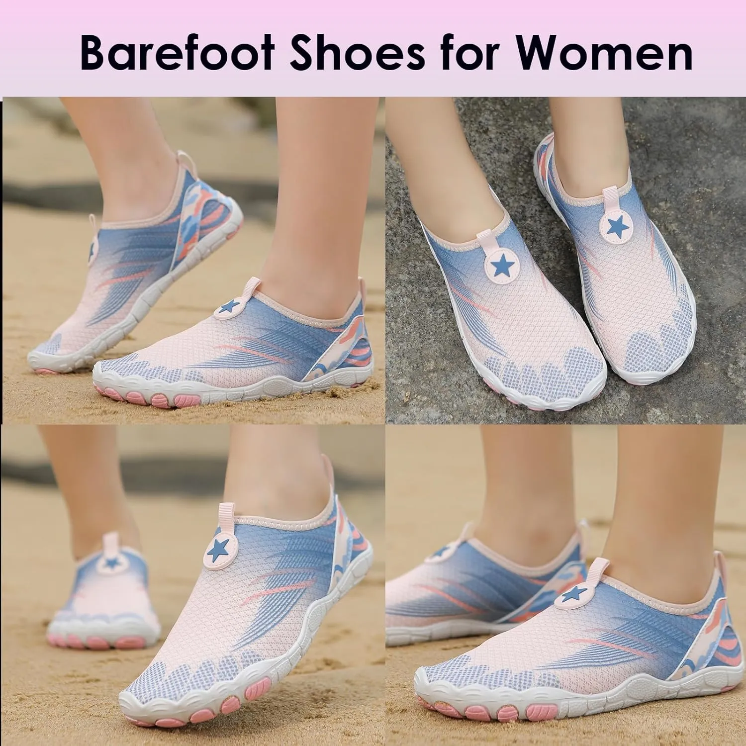 Hike Barefoot Shoes Breathable Non-Slip Athletic Footwear Wide Toe Water Shoes for Women & Men
